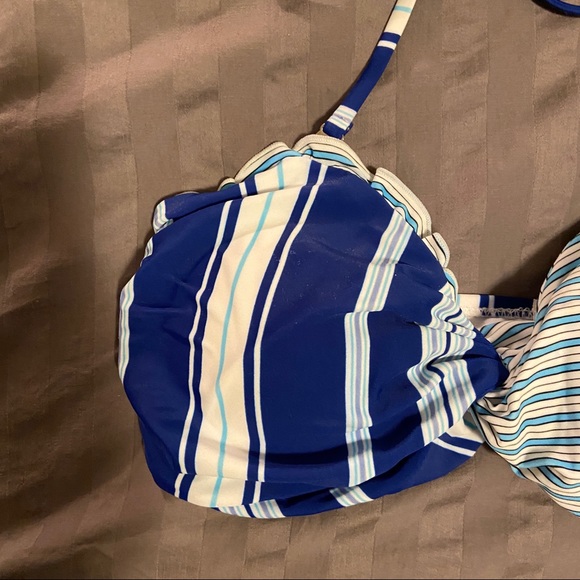 Cupshe bathing suit. Blue and White with Yellow tassels. Size M - Picture 3 of 7